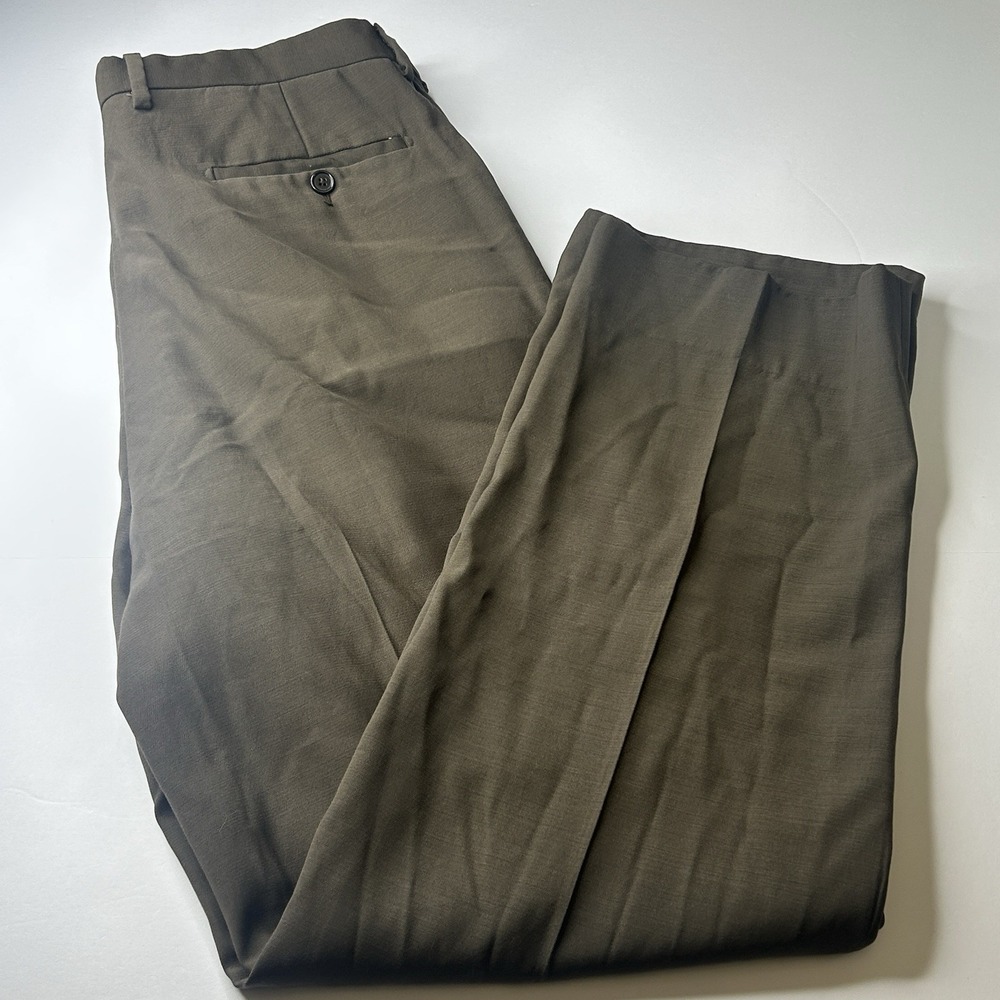 Vintage Bachrach 100% Virgin Wool Brown Pleated Dress Pants Men's 36 Size 36x30